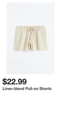 H&M Linen-blend pull-on shorts offer