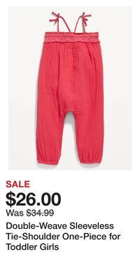 Old Navy Double-weave sleeveless tie-shoulder one-piece for toddler girls offer