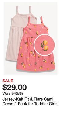 Old Navy Jersey-knit fit & flare cami dress 2-pack for toddler girls offer
