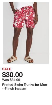 Old Navy Printed swim trunks for men --7-inch inseam offer