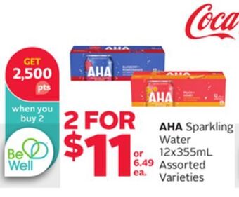Rexall Aha sparkling water 12x355ml offer