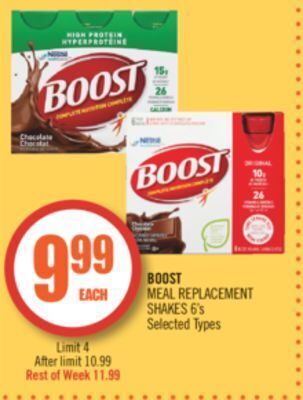 Shoppers Drug Mart Boost meal replacement shakes 6's offer