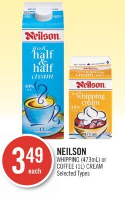 Shoppers Drug Mart Neilson whipping (473ml) or coffee (1l) cream offer