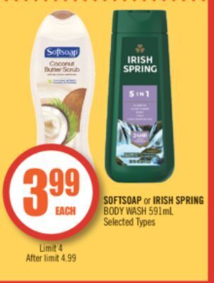 Shoppers Drug Mart Softsoap or irish spring body wash offer