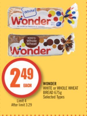 Shoppers Drug Mart Wonder white or whole wheat bread offer
