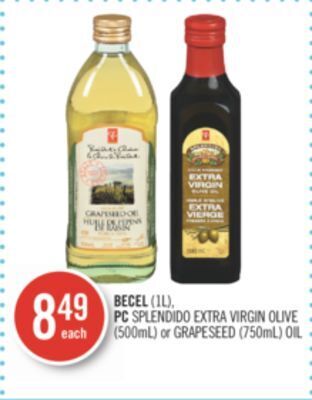 Shoppers Drug Mart Becel (1l), pc splendido extra virgin olive (500ml) or grapeseed (750ml) oil offer