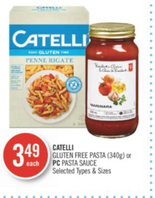 Shoppers Drug Mart Catelli gluten free pasta (340 g) or pc pasta sauce offer