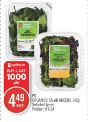 Shoppers Drug Mart Pc organics salad greens offer