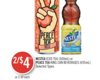 Shoppers Drug Mart Nestea iced tea (500ml) or peace tea king can beverages (695ml) offer