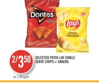 Shoppers Drug Mart Selected frito-lay single serve chips or snacks offer