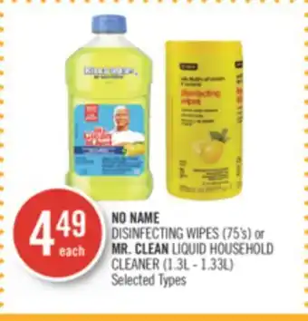 Shoppers Drug Mart No name disinfecting wipes (75's) or mr. clean liquid household cleaner (1.3l - 1.33l) offer