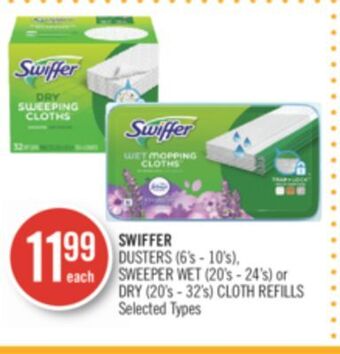 Shoppers Drug Mart Swiffer dusters (6's - 10's), sweeper wet (20's - 24's) or dry (20's - 32's) cloth refills offer