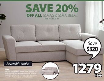 JYSK Hale practical 3-seat media sleeper easily converts into a comfortable bed offer