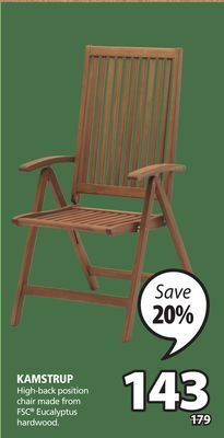 JYSK Kamstrup high-back position chair made from fsc® eucalyptus hardwood offer