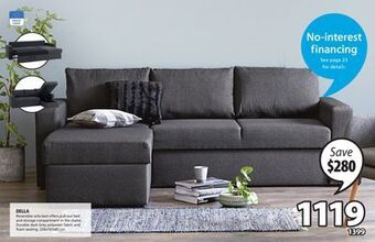 JYSK Della reversible sofa bed offers pull-out bed and storage compartment in the chaise offer