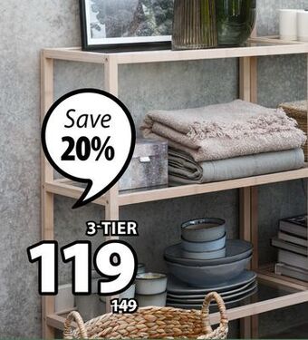 JYSK Brande eco-friendly bamboo shelving with clear tempered glass shelves offer