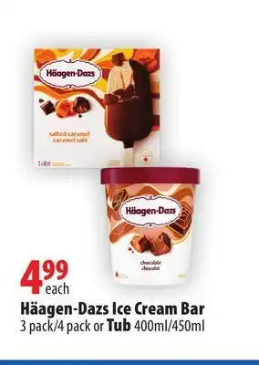 London Drugs Häagen-dazs ice cream bar 3 pack/4 pack or tub 400ml/450ml offer