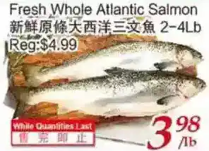 Tone Tai Supermarket Fresh whole atlantic salmon offer