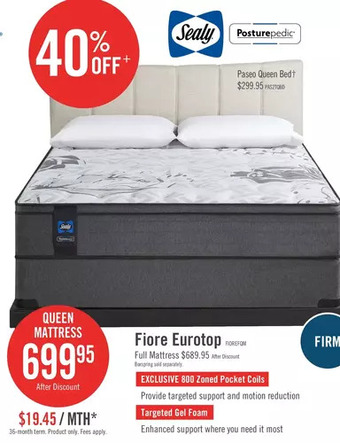 The Brick Sealy posturepedic® fiore eurotop queen mattress offer