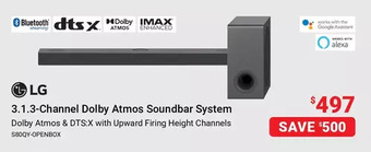 Visions Electronics Lg 3.1.3-channel dolby atmos soundbar system offer
