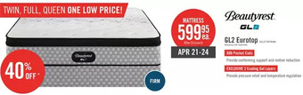 The Brick Beautyrest gl2 eurotop twin mattress offer