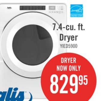The Brick Inglis 7.4 cu. ft. electric dryer with intuitive touch controls - yied5900hw offer