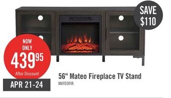 The Brick Mateo 56 tv stand with log fireplace offer