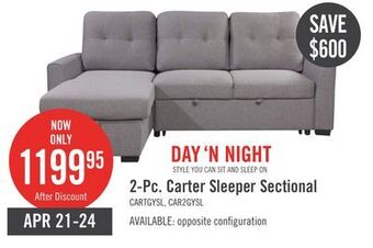 The Brick Carter 2-piece linen-look fabric left-facing sleeper sectional - solis grey offer