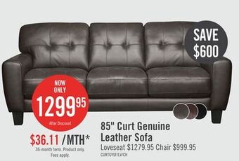 The Brick Curt genuine leather sofa - grey offer