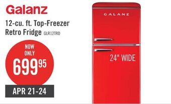 The Brick Galanz 12 cu. ft. top-freezer retro refrigerator - glr12trdefr offer