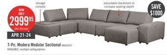 The Brick Modera 7-piece linen-look fabric modular sectional with 1 console - grey offer
