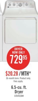 The Brick Ge 7.2 cu. ft. electric dryer with sanifresh cycle - gtd45ebmrws offer