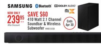 The Brick Samsung 410 w 2.1-channel soundbar with wireless subwoofer - hw-b550/zc offer