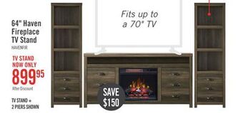 The Brick Haven 64 tv stand with log firebox - brown offer
