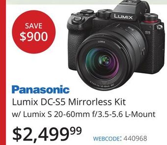 Vistek Panasonic lumix dc-s5 mirrorless kit w/ lumix s 20-60mm f/3.5-5.6 l-mount offer