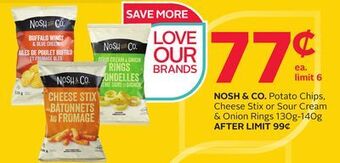 Rexall Nosh & co. potato chips, cheese stix or sour cream & onion rings offer