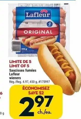Giant Tiger Saucisses fumées Lafleur wieners offer