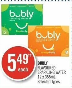 Shoppers Drug Mart Bubly flavoured sparkling water 12 x 355ml offer