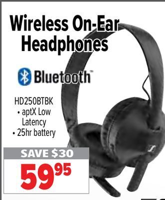 2001 Audio Video Sennheiser wireless on-ear headphones offer