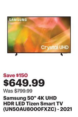 Best Buy Samsung 50 4k uhd hdr led tizen smart tv (un50au8000fxzc) - 2021 offer