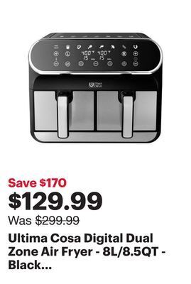 Best Buy Ultima cosa digital dual zone air fryer - 8l/8.5qt - black stainless steell - only at best buy offer