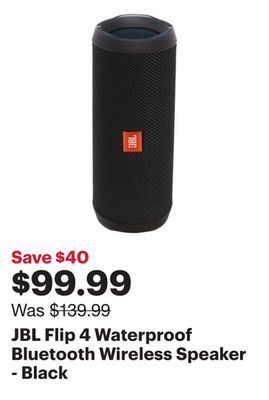 Best Buy Jbl flip 4 waterproof bluetooth wireless speaker - black offer