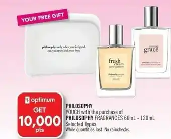Shoppers Drug Mart Philosophy pouch with the purchase of Philosophy fragrances 60ml-120ml offer