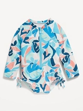 Old Navy Long-sleeve side-tie one-piece rashguard swimsuit for baby offer
