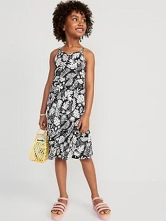 Old Navy Printed jersey-knit swing dress for girls offer