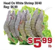 Top Food Supermarket Head on white shrimp offer