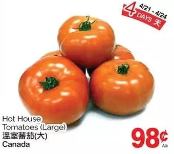 T&T Supermarket Hot house tomatoes offer