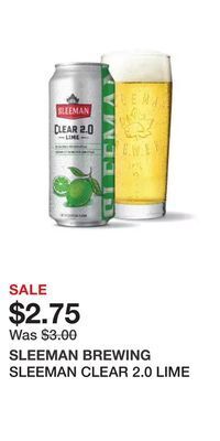 The Beer Store Sleeman clear 2.0 lime offer
