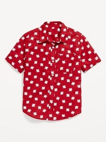 Old Navy Short-sleeve printed poplin shirt for boys offer