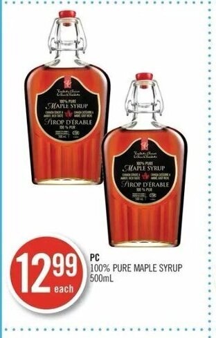 Shoppers Drug Mart PC 100% pure maple syrup 500ml offer